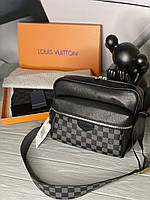 Мужская черная сумка через плечо Louis Vuitton стильный мессенджер барсетка Луи Виттон