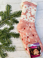 Шкарпетки жіночі з хутра, олені 35-38, 39-41 рожевий олені