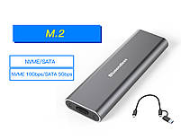 Зовнішня кишеня для M2 SSD NVMe (PCIe) і NGFF (Sata) USB 3.1 Type-C Blueendless 2815SN Original, фото 2