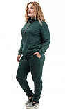 Теплий жіночий спортивний костюм на флісі зелений Emma розмір від 52, фото 2