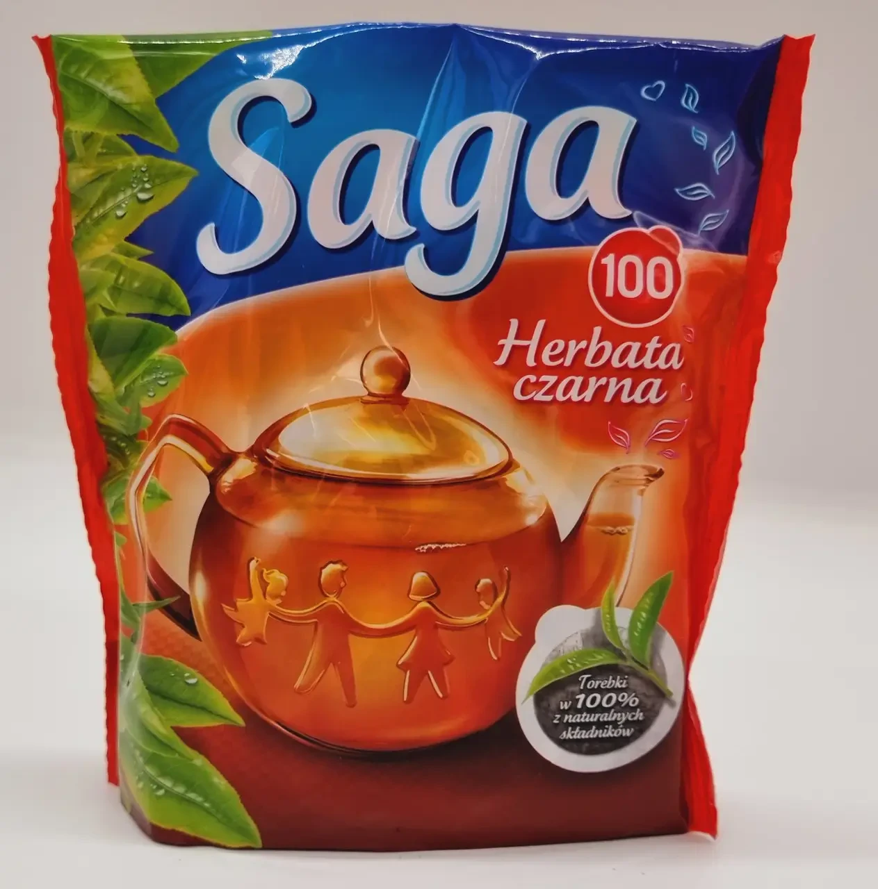Чай чорний у пакетиках (саше) Saga без добавок, 140 г, Польща