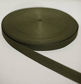 Сумочна стрічка 2,5см 100м ремінна колір хакі