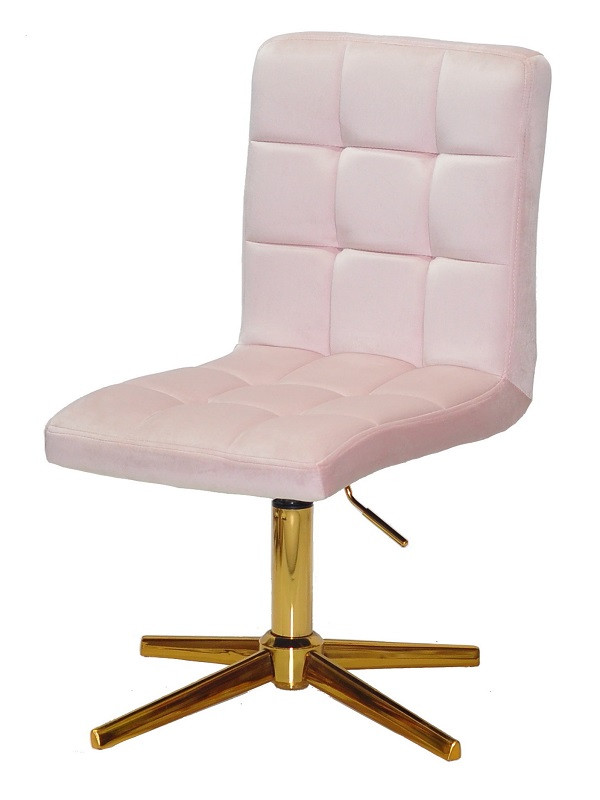 Стілець Augusto GD-Modern Base велюр рожевий B-1021 на золотій хрестовині на стопах, з регулюванням висоти, фото 1