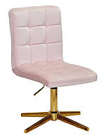 Стілець Augusto GD-Modern Base велюр рожевий B-1021 на золотій хрестовині на стопах, з регулюванням висоти, фото 2
