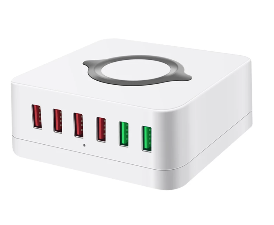 Зарядний пристрій 6 портів USB потужність 72 Вт бездротова швидка зарядка-станція iPhone, Samsung, Huawei