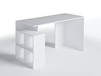Белый письменный стол с маленьким стеллажом сбоку