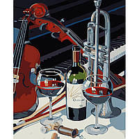 Картина по номерам Strateg ПРЕМИУМ Вино под музыку с лаком размером 40х50 см VA-3585