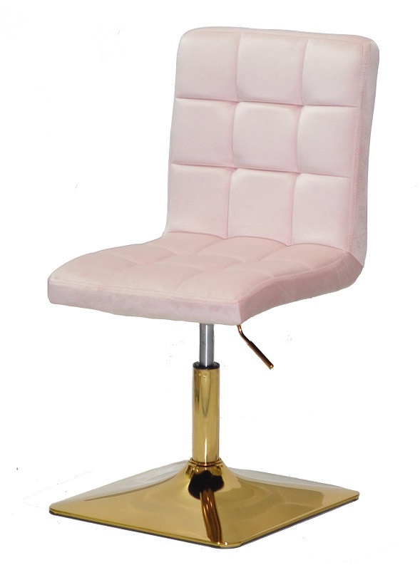 Стілець Augusto 4-GD-Base велюр рожевий В-1021, на квадратній золотій опорі з регулюванням висоти, фото 1