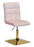 Стілець Augusto 4-GD-Base велюр рожевий В-1021, на квадратній золотій опорі з регулюванням висоти, фото 2