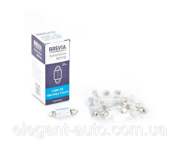Лампа 12V (C18W) (44mm) "Brevia" (12318C) (уп.10шт)