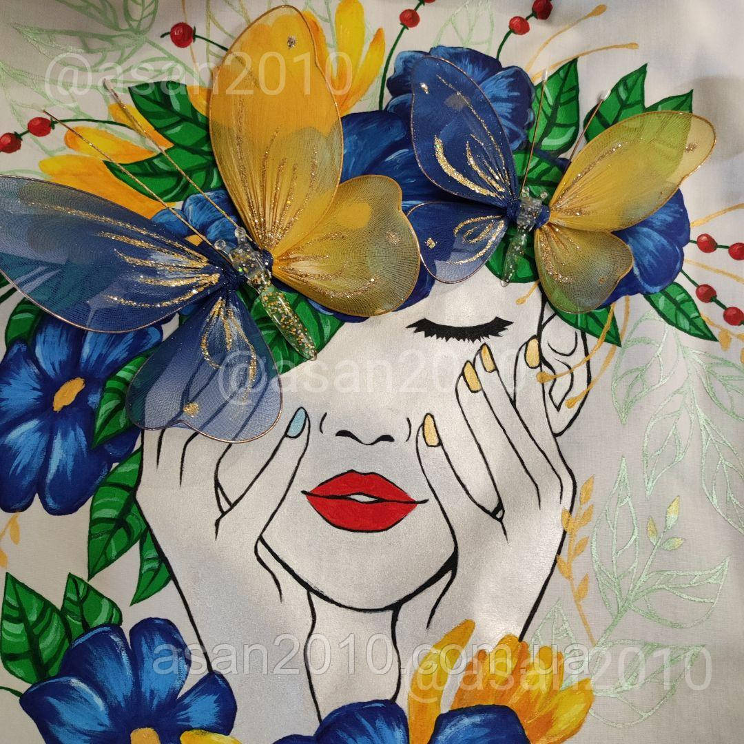 Декоративні метелики UKRAINE 🇺🇦 для штор та гардин з капрону, маленькая 12х9 см