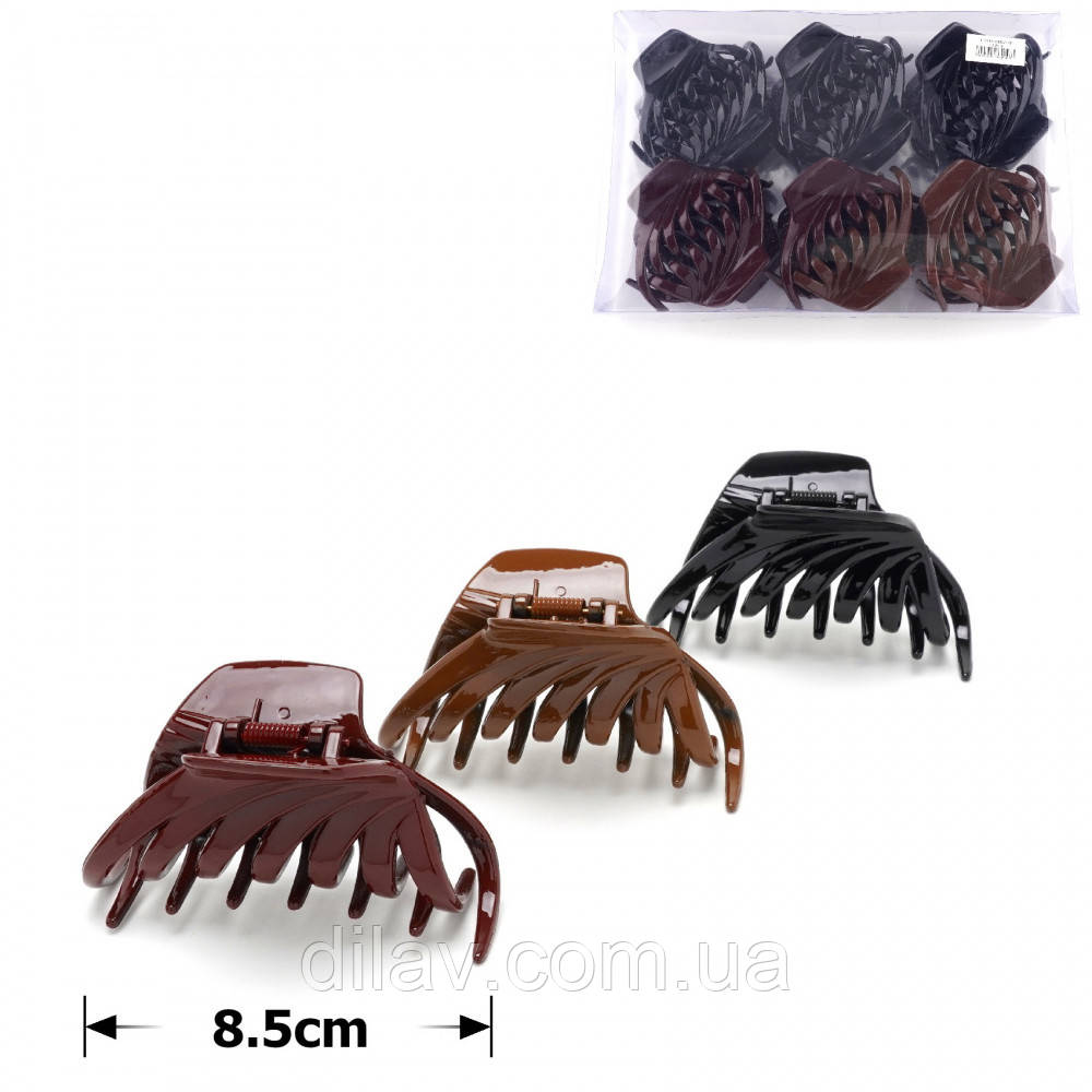 Заколка краб глянцевий  8.5см, 12штук, фото 1