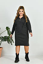 Тепла сукня-худі тринитки на флісі великі розміри, фото 5