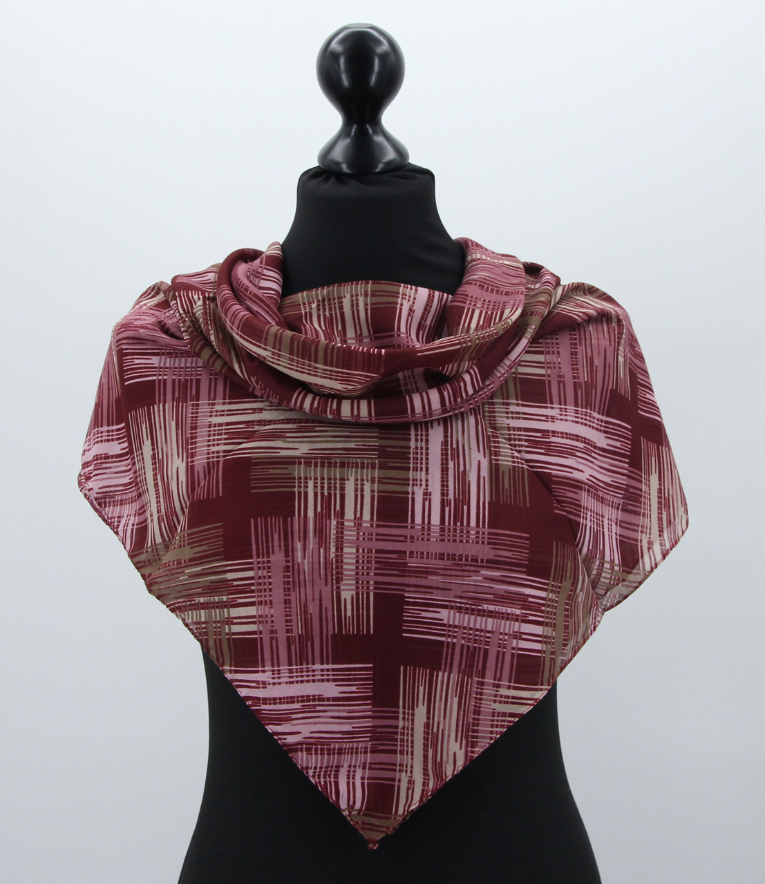 Хустка M&JJ МАДЕН Коттон Штрихи Бордовий 90х90 см (570), фото 1