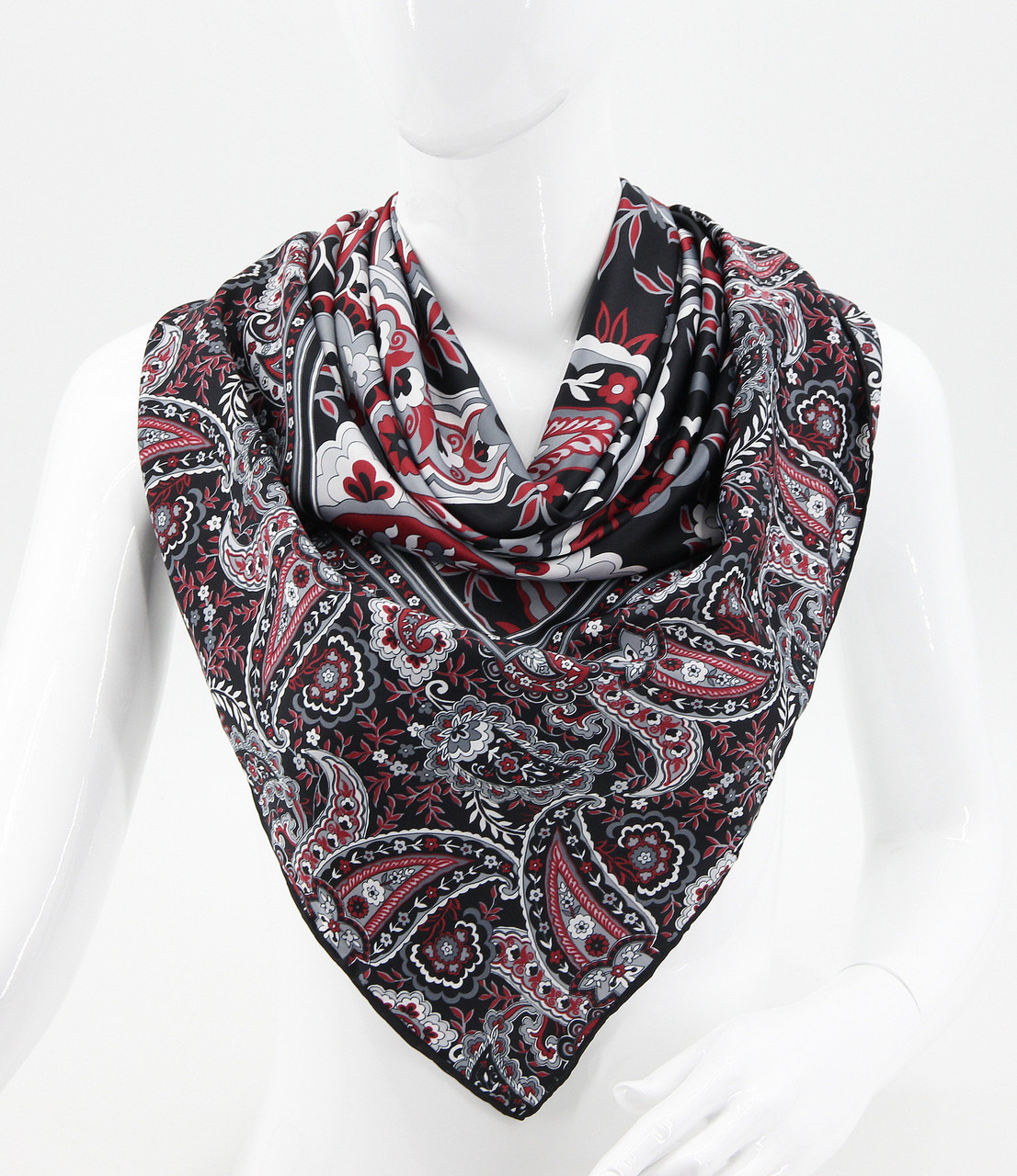 Хустка M&JJ ІЗМІР Шовк Чорний/Сірий/Червоний 95х95 см (2614), фото 1