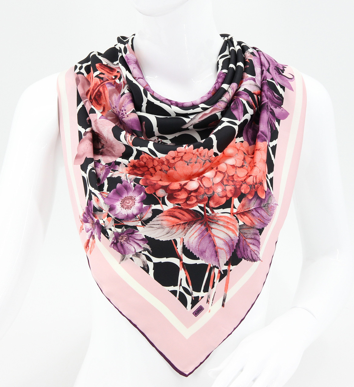 Хустка M&JJ ІЗМІР Шовк Корал/Пудра 95х95 см (2618), фото 1