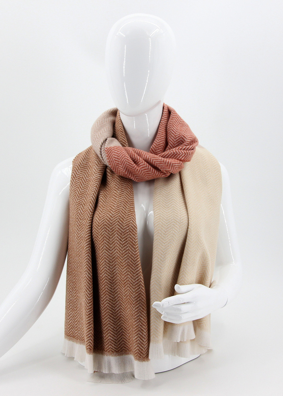 Шарф жіночий M&JJ БЕВЕРЛІ Червоний-Тем.бежевий-Бежевий 200х65 см (8518), фото 1