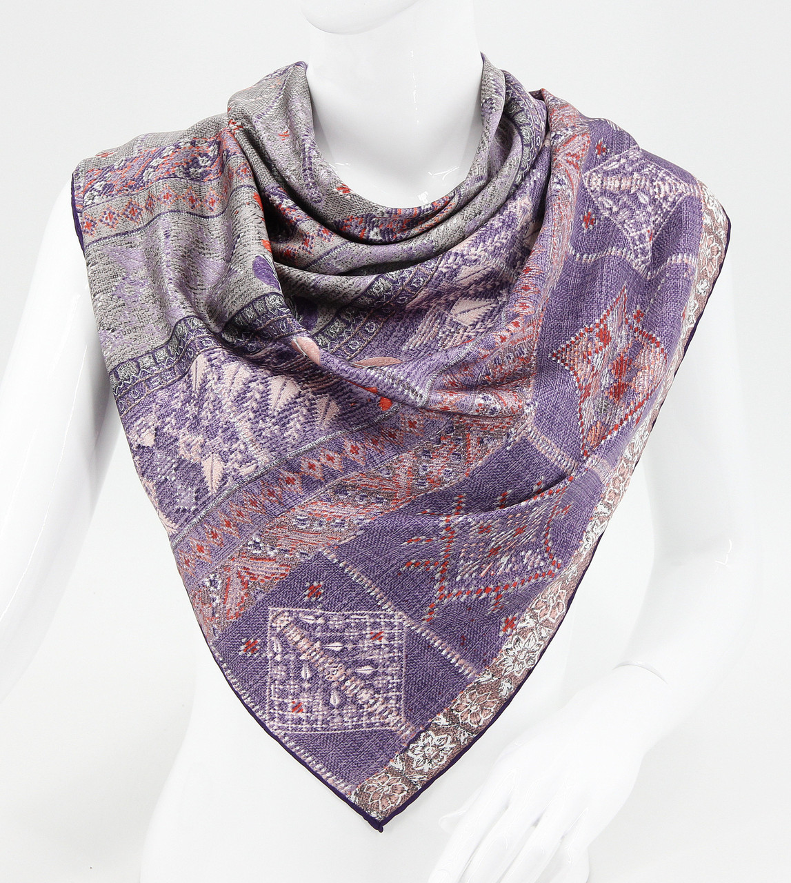 Хустка  M&JJ ІЗМІР Шовк Фіолетовий 95х95 см (2671), фото 1