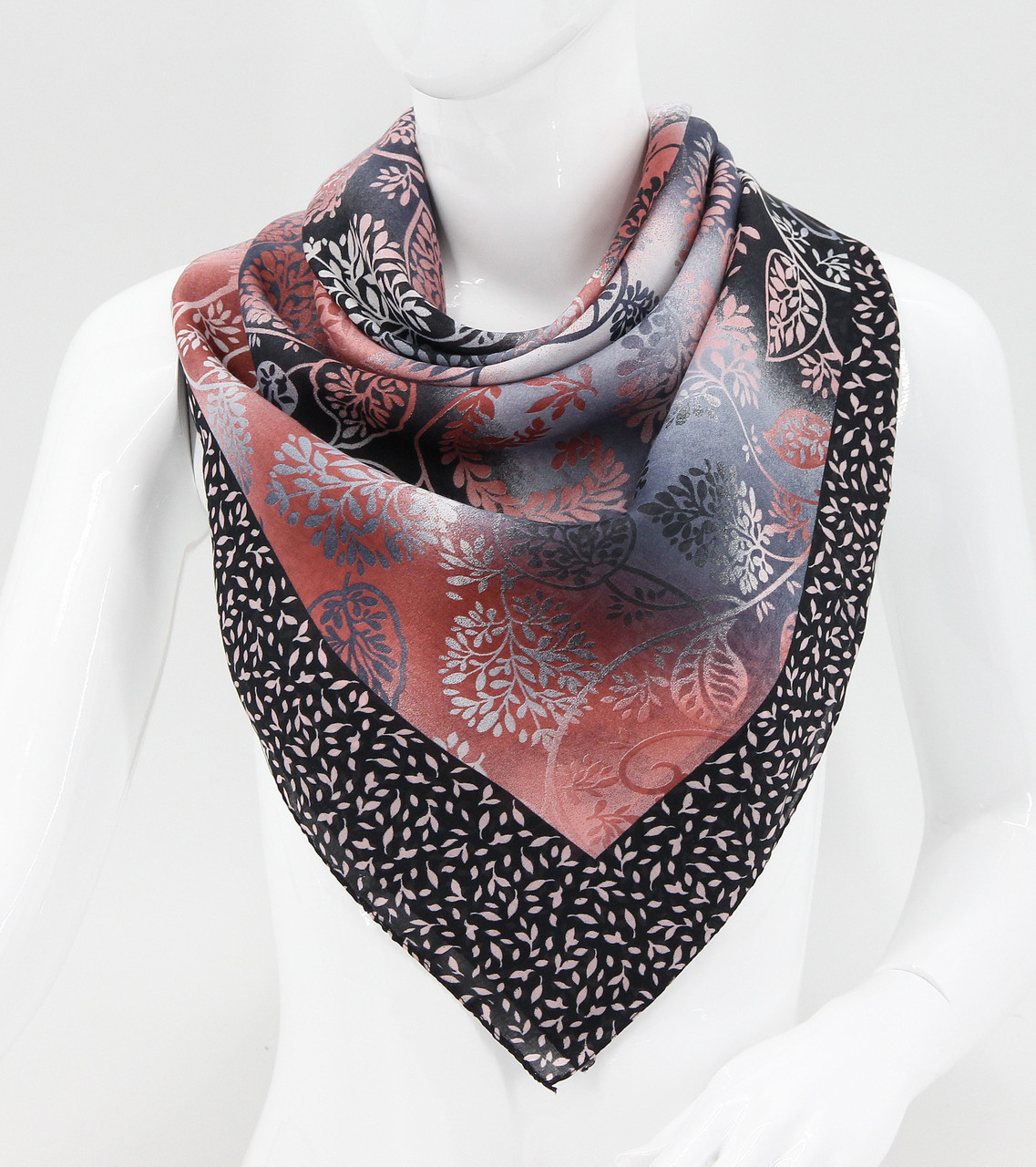 Хустка M&JJ МАДЕН Коттон Чорний/Теракотовий 90х90 см (2634), фото 1