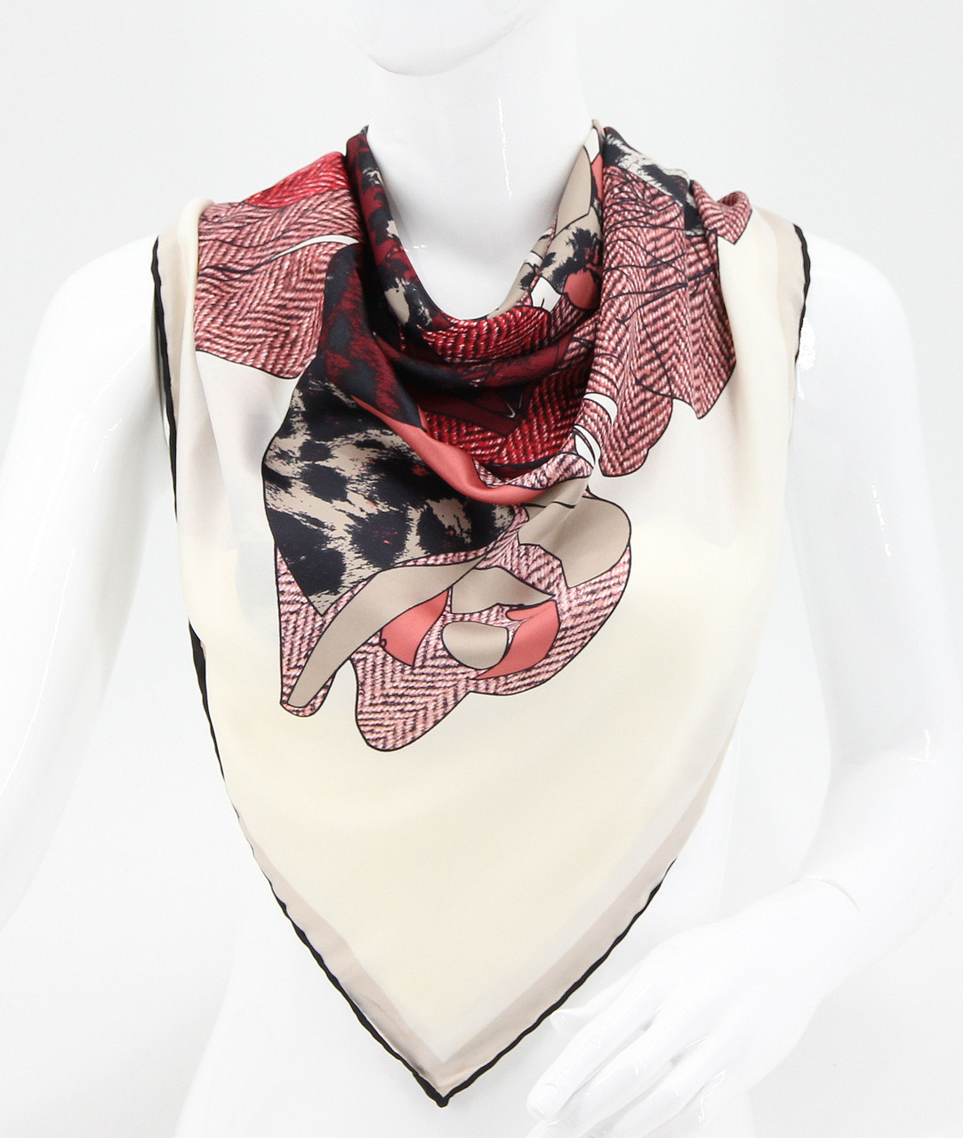 Хустка  M&JJ ІЗМІР Шовк Бордо/Бежевий 95х95 см (2291), фото 1