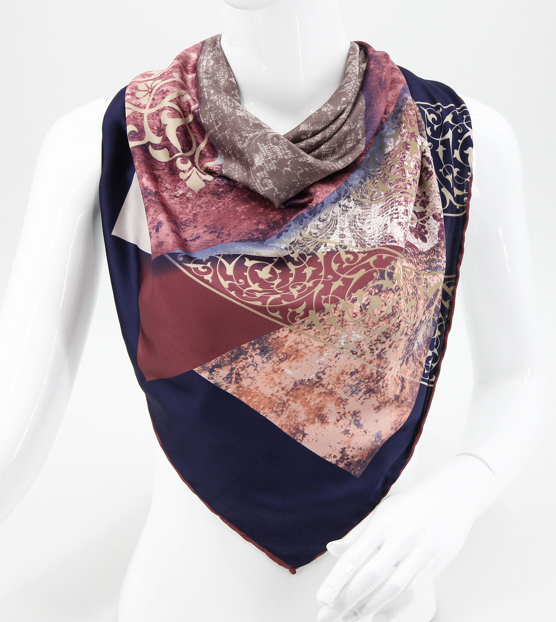 Хустка M&JJ ІЗМІР Шовк Бордо/Синій95х95 см (1665), фото 1