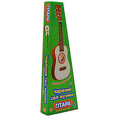 Дитяча дерев'яна Гітара на 6 струн Розмір 52 см. запасна струна, медіатор M 1370, фото 3