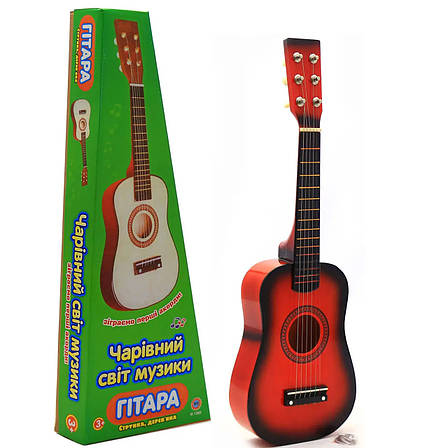 Дитяча дерев'яна Гітара на 6 струн Розмір 52 см. запасна струна, медіатор M 1370, фото 2