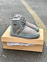 Женские зимние ботинки Ugg Neumel Vegan Grey (серые с голубым) повседневная тёплая обувь с мехом L0402 топ