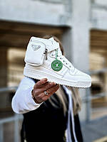 Женские кроссовки Prada x Adidas Forum Low Re-Nylon (белые) высокие красивые повседневные брендовые кеды J3491 39