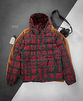Зимняя куртка с принтом (черная с красным) sKP53 теплая красивая молодежная с капюшоном топ