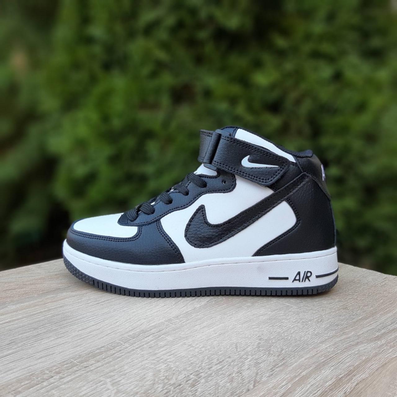 Женские зимние кроссовки Nike Air Force 1' 82 (белые с чёрным) высокие утеплённые молодёжные кеды О3880 cross - фото 7 - id-p1711450125