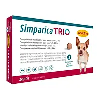 Таблетки от блох, клещей и гельминтов Zoetis Simparica TRIO для собак от 1.25 до 2.5 кг, 1 табл