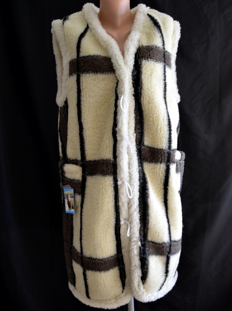 Жилет подовжений хутряний I Жилет з натуральної вовни I Хутряний жилет на ґудзиках