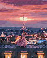 Картины по номерам 40×50 см. Закат в Париже. Brushme