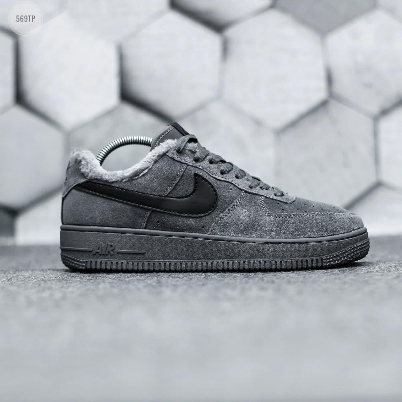 Чоловічі зимові кросівки Nike Air Force Low Dark Grey Winter (сірі) модні повсякденні кроси 569TP Найктоп, фото 1