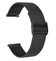 Браслет / ремешок для часов миланский. Черный. Ширина 16, 17, 18, 19, 20, 21, 22, 24 мм