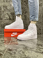 Мужские кроссовки Nike Air Force High White (белые) высокие демисезонные стильные кеды A06-1 cross