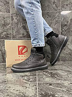 Мужские зимние ботинки DUAL (серые) тёплые повседневные низкие сапоги с мехом 9302-3 cross