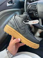 Мужские кроссовки Nike Air Force Gore-tex (чёрные) высокие повседневные кеды на толстой подошве Ar99444 cross