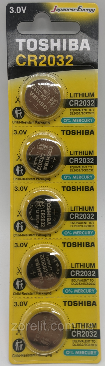 Toshiba CR2032 litium (1 блістер*5 бат.) відривні ціна за один блістер