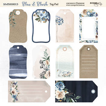 Лист двостороннього паперу 20х20см Tag-Pad Blue & Blush від Scrapmir