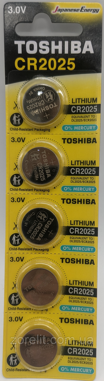 Батарейка Toshiba CR2025 літієва, блістер 5 шт, фото 1