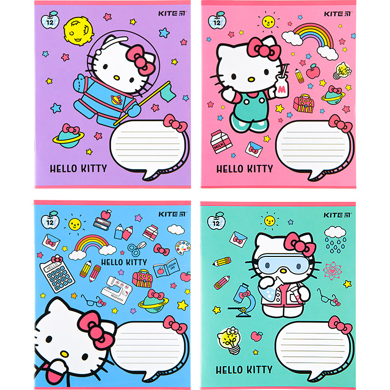 Зошит шкільний Kite 12 аркушів коса лінія Hello Kitty hk22-235