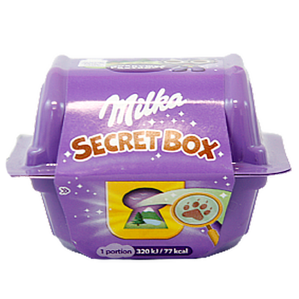 Цукерки шоколадні з іграшкою всередині Milka Secret Box, 14,4 г, Польща, для хлопчиків і дівчаток, милка секрет