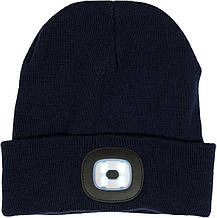 Шапка з Led-ліхтарем VOREL 74227 USB-зарядка темно-синя