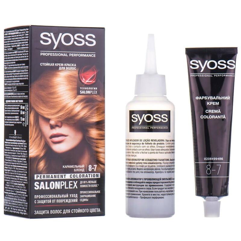 Стійка крем-фарба для волосся Syoss Permanent Coloration 8-7 Карамельний блонд (4015000544528)