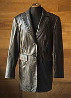 Коричневая кожаная двубортная куртка жакет женская Gerry Weber, размер L, XL