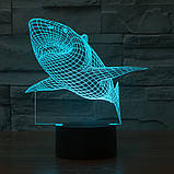 Світильник-нічник 3D з пультом керування Акула, фото 8
