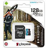 Карта пам'яті microSDXC 128GB Class 10 UHS-I Kingston CANVAS Go! Plus (SDCG3/128GB) R170MBs + адаптер нова, фото 4