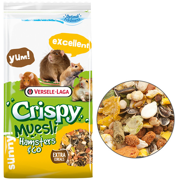 Корм для мелких грызунов с витамином Е, Versele Laga Crispy Muesli Hamsters&Co, 1 кг - фото 1 - id-p1711535137